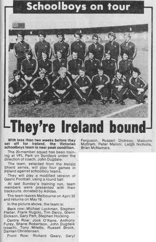 1981 - Schoolboys are Ireland bound (Blues S.Robertson & M.Mottram) 18/04/81.