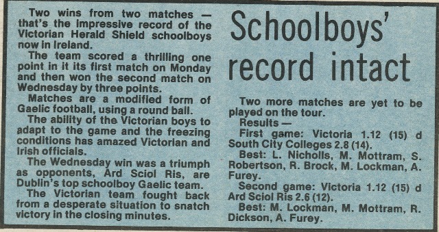 1981 - Schoolboys win first 2 games (S.Robertson & M.Mottram in best players) 09/05/81.