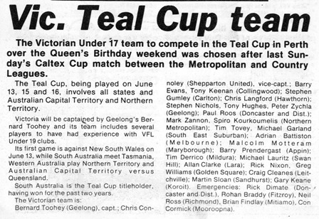 1980 Vic Teal Cup (S.Gumley, M.Zanon, S.Kourkoumelis, M.Mottram, R.Nixon, G.Williams & M.Sloan).