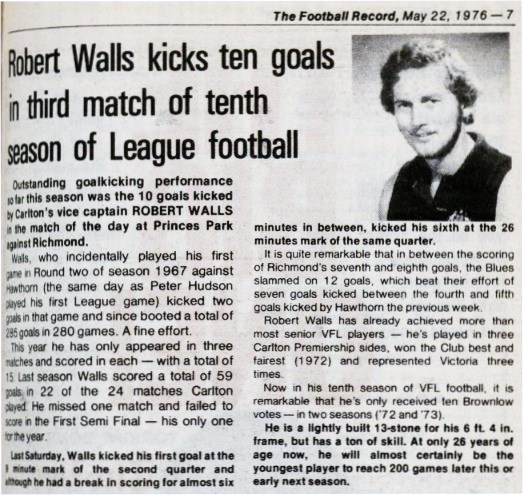 1976 Rnd 7 v Richmond, Robert Walls article
SLV: Football Record