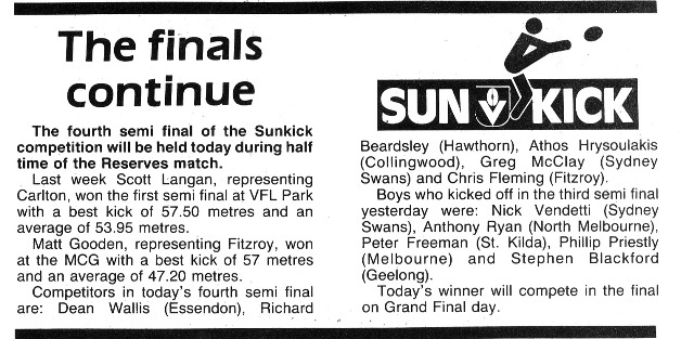 1985 - Future Blue Scott Langan wins Sunkick semi.