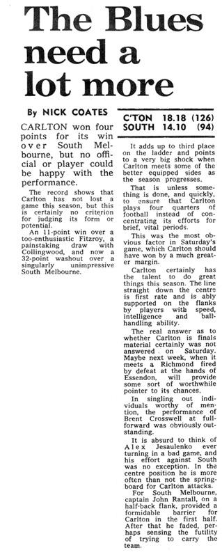 1972 Rd 3 - Match Review Vs Sth Melb.