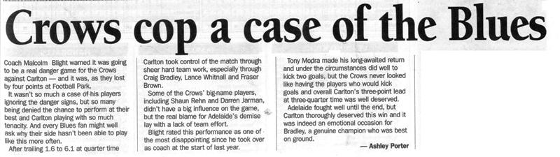 1998 Rd 16 - Match Review Vs Adelaide.