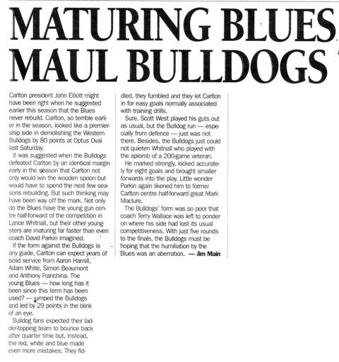 1998 Rd 17 - Match Review Vs Bulldogs.