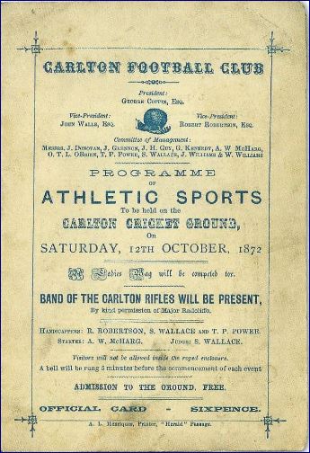 1872 CFC Sports Day Programme - Out Of The Blue