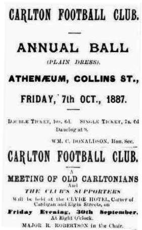 1887 CFC Annual Ball advert
(Trove) Melbourne Punch
Sept 29