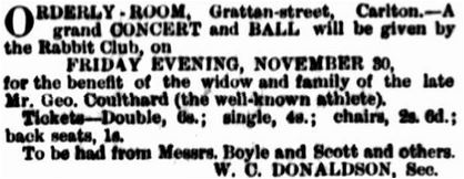 1883 George Coulthard Benefit Concert Advert.
Argus Nov 17