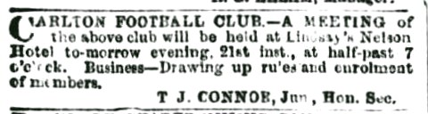 1861 Carlton Football Club advert
Argus May 20 p8