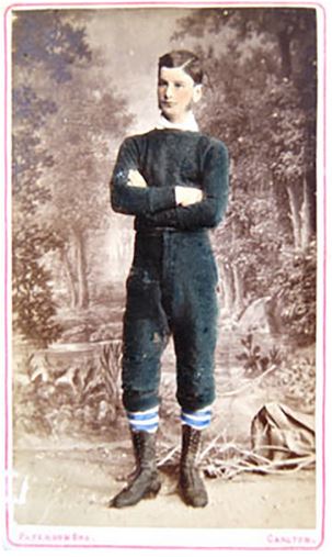 Possibly the oldest football card. 
Maybe Carlton's Joe Rickards.
CFC web site De Bolfo article.