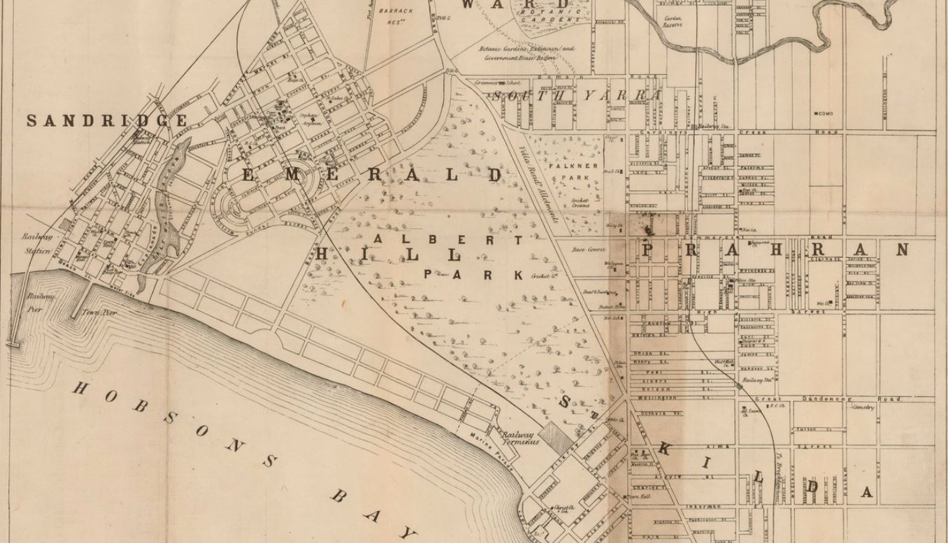 1868 Prahran area 
From a larger Sands and McDougall map 
Courtesy SLV