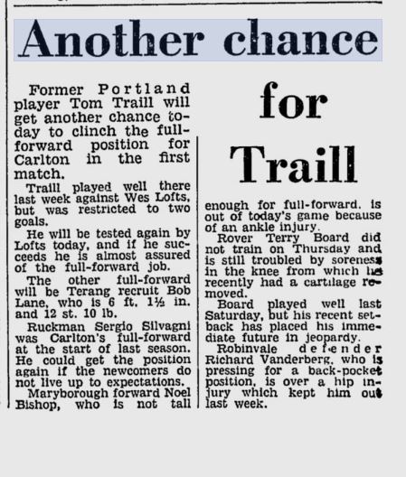 1966 - Another chance for Traill (The Age 9th April).