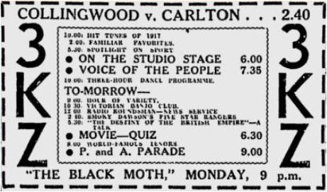 1940 Radio 3KZ advert v Collingwood
Age May 10 