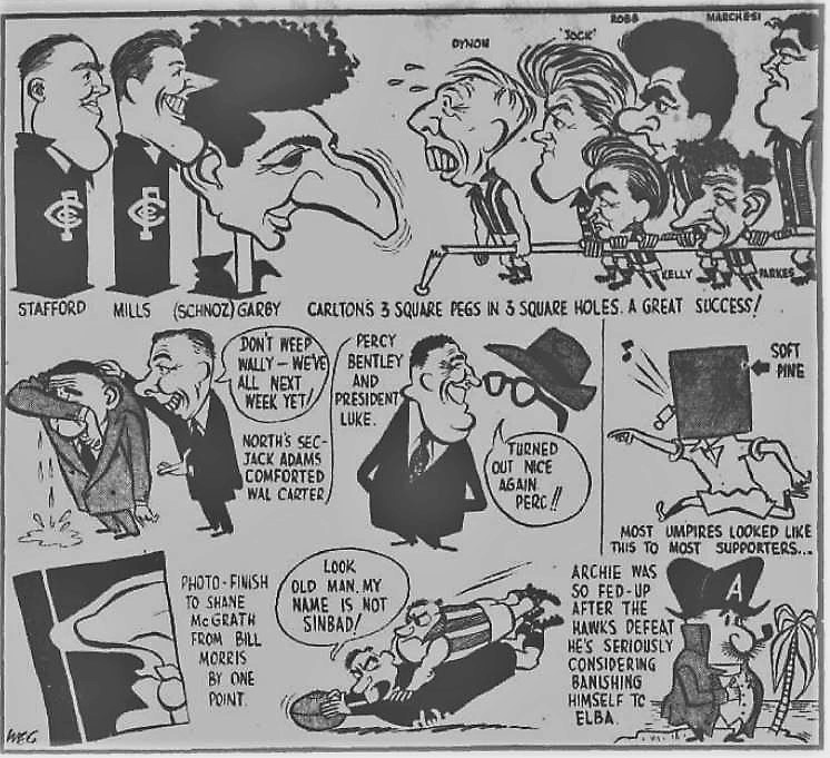 1950 Rnd 2  v North Melbourne
Weg cartoon Herald May 01 