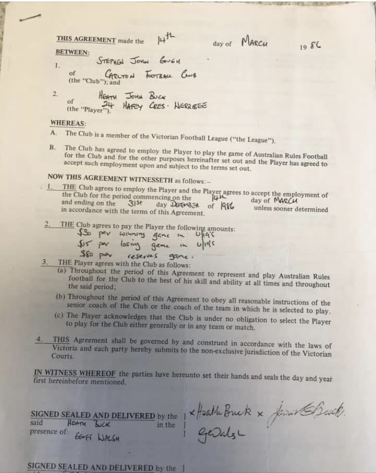 1986 - Heath Buck's U/19 Contact with the Blues (pg 2 of 2).