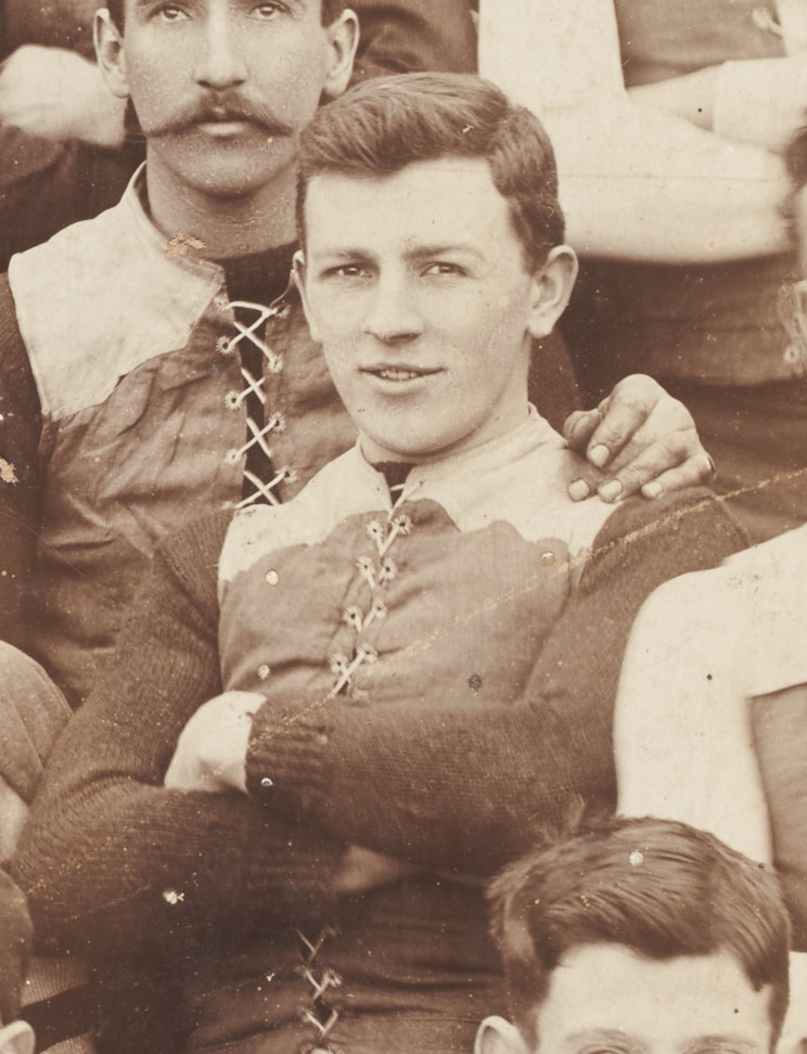 Taken at the MCG July 4th before match against Fitzroy.

Photo by John Beaumont courtesy of the State Library of Victoria.