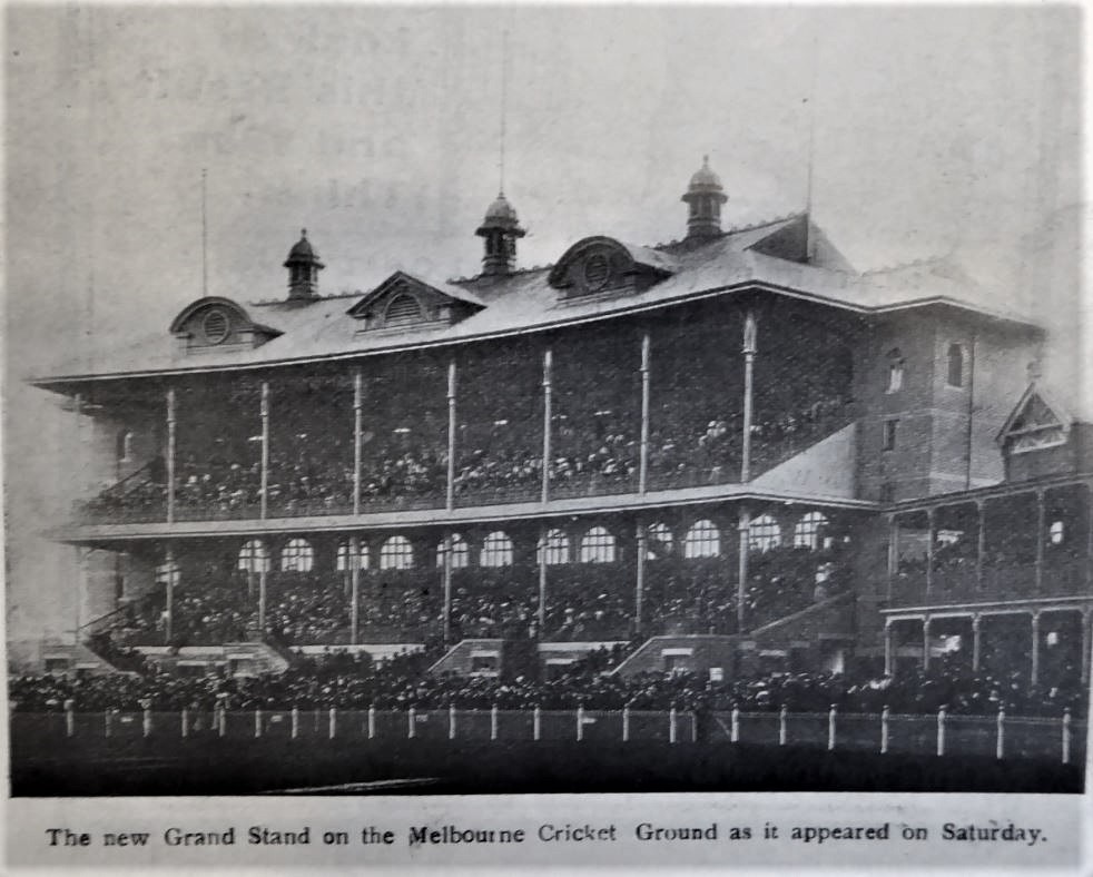 1906 Grey Smith Stand 1906-1966 MCG
Image: SLV, Illustrated Sporting and Dramatic News (Melb) September 29