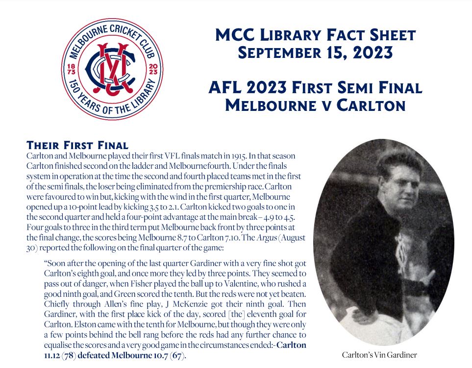 1915 1st Semi - Carlton vs Melbourne.