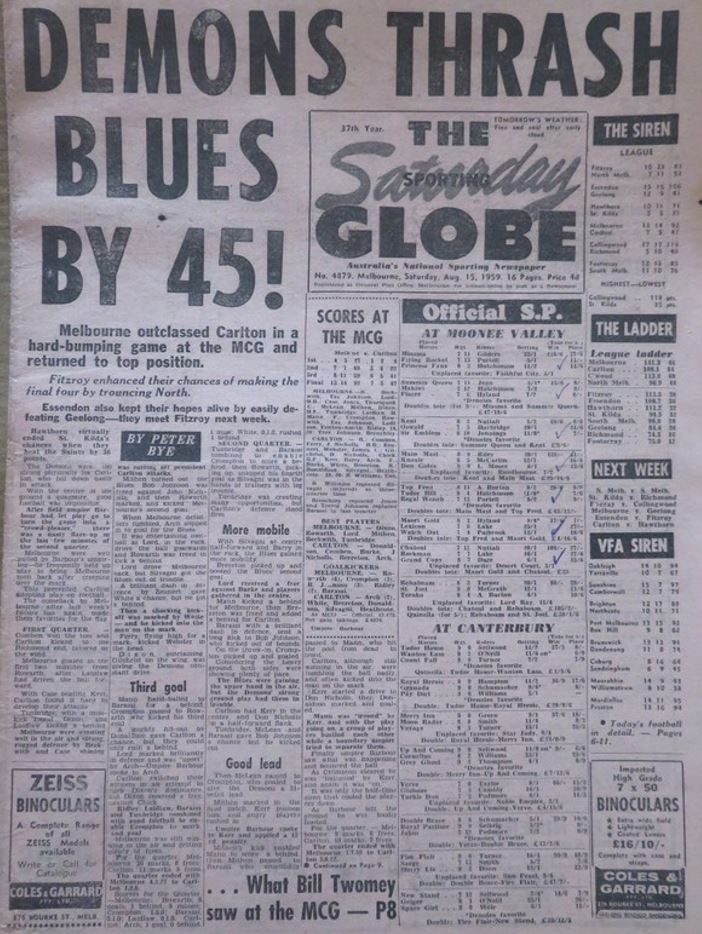 1959 Rd 16 - Demons thrash Blues.