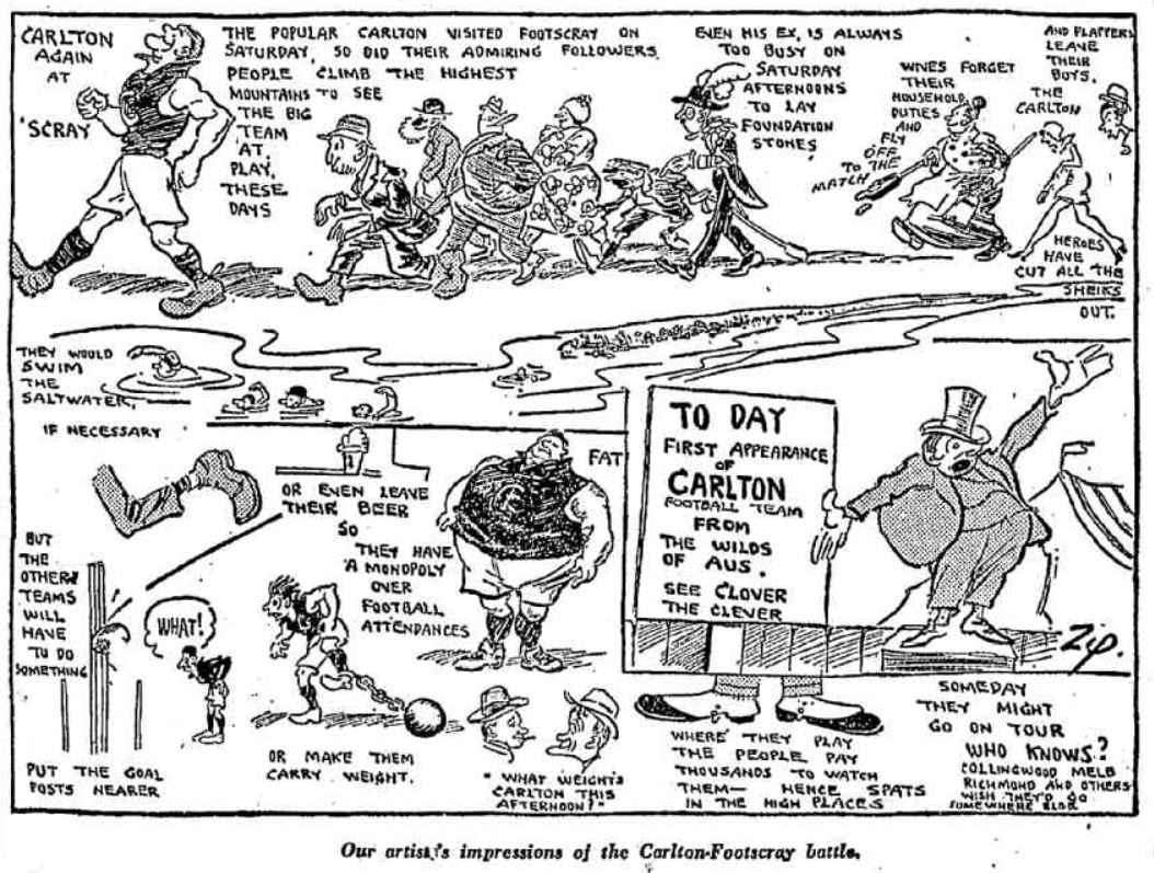 1930 Cartoon V Footscray Referee July 16, p 20